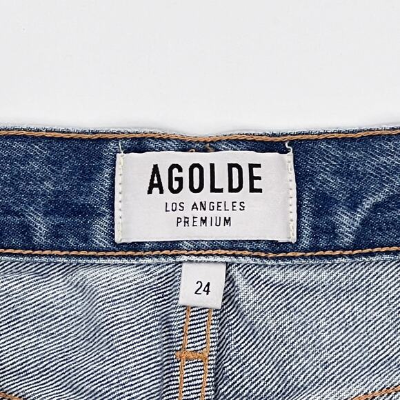 AGOLDE Dee High Rise Cut Off Shorts Women’s Size 24 Riccochet Distressed - Picture 3 of 5